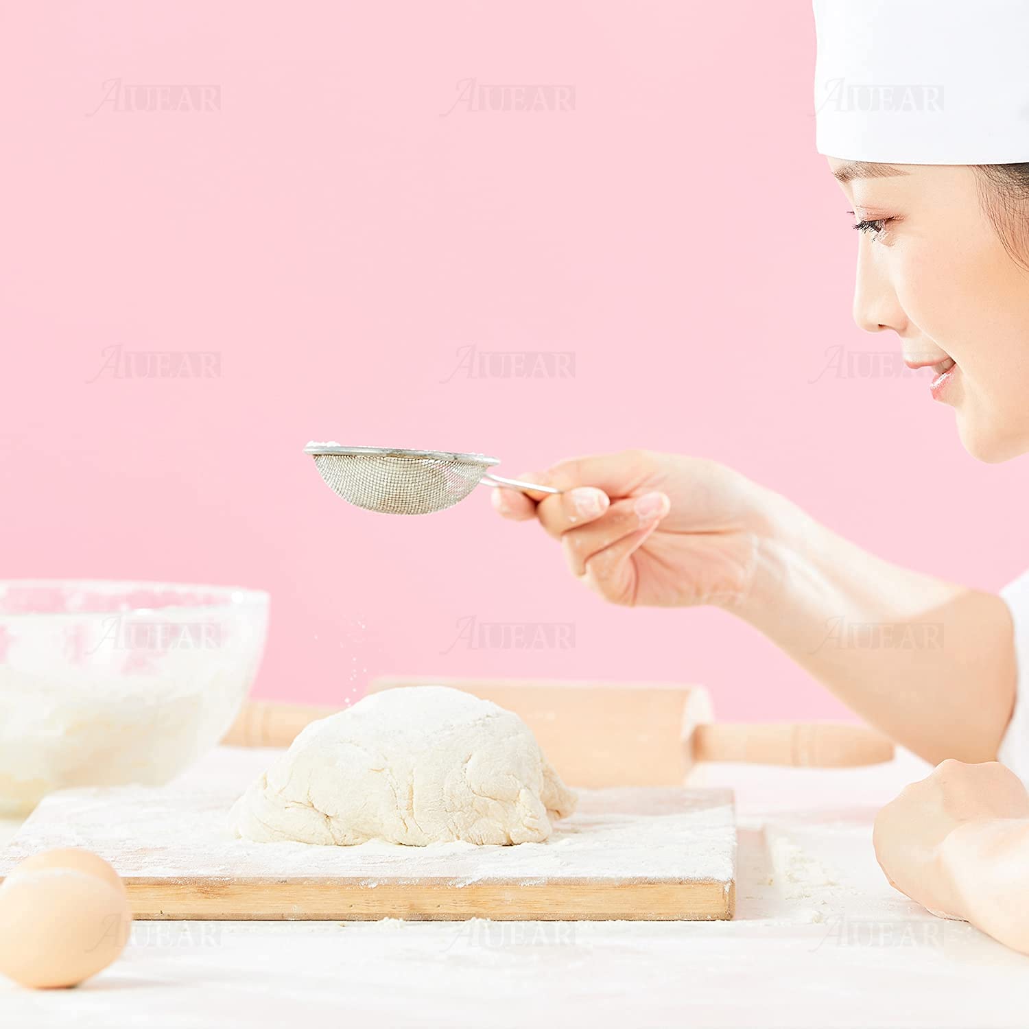 Auear, Fine Mesh Strainer Stainless Steel Conical Sieve Tea With Long Handle For Kitchen (3 Pack, 3'', 4'', 5.5'' Diameter)